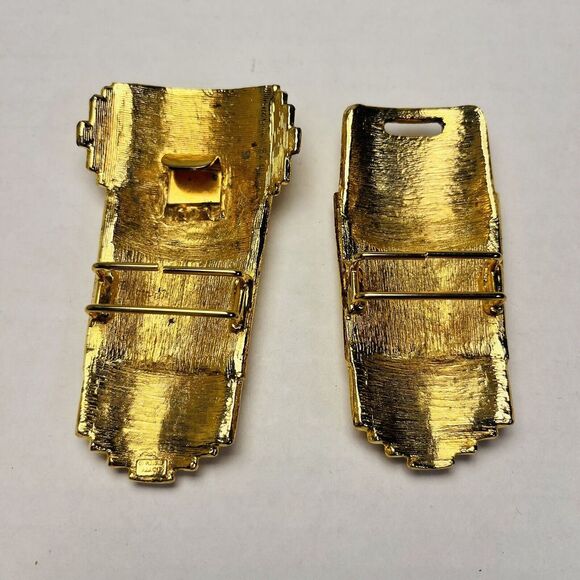 DOTTY SMITH Gold‎ Tone Belt Buckle Geometric Signed - Picture 3 of 11